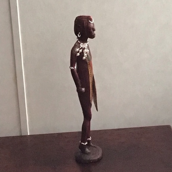 Vintage Solid Wood Carved African Tribal Warrior 17" Tall - Picture 2 of 13